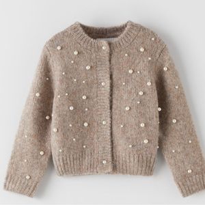 ZARA NWT Knit Cardigan with Pearls S/M
